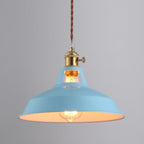 Vintage Metal Pendant Light With Warm LED Glow in Blue — Halden Lighting