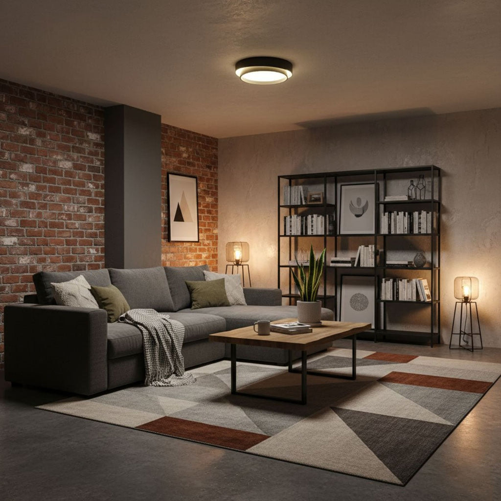Modern Metal Flush Mount Ceiling Light With Cool Daylight Glow — Halden Lighting
