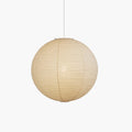 Minimalist Round Lantern Pendant Light With Fabric Shade in White Shade & White Wires — Halden Lighting