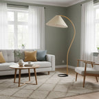 Scandinavian Wood Floor Lamp With Warm LED Glow for Living Room — Halden Lighting