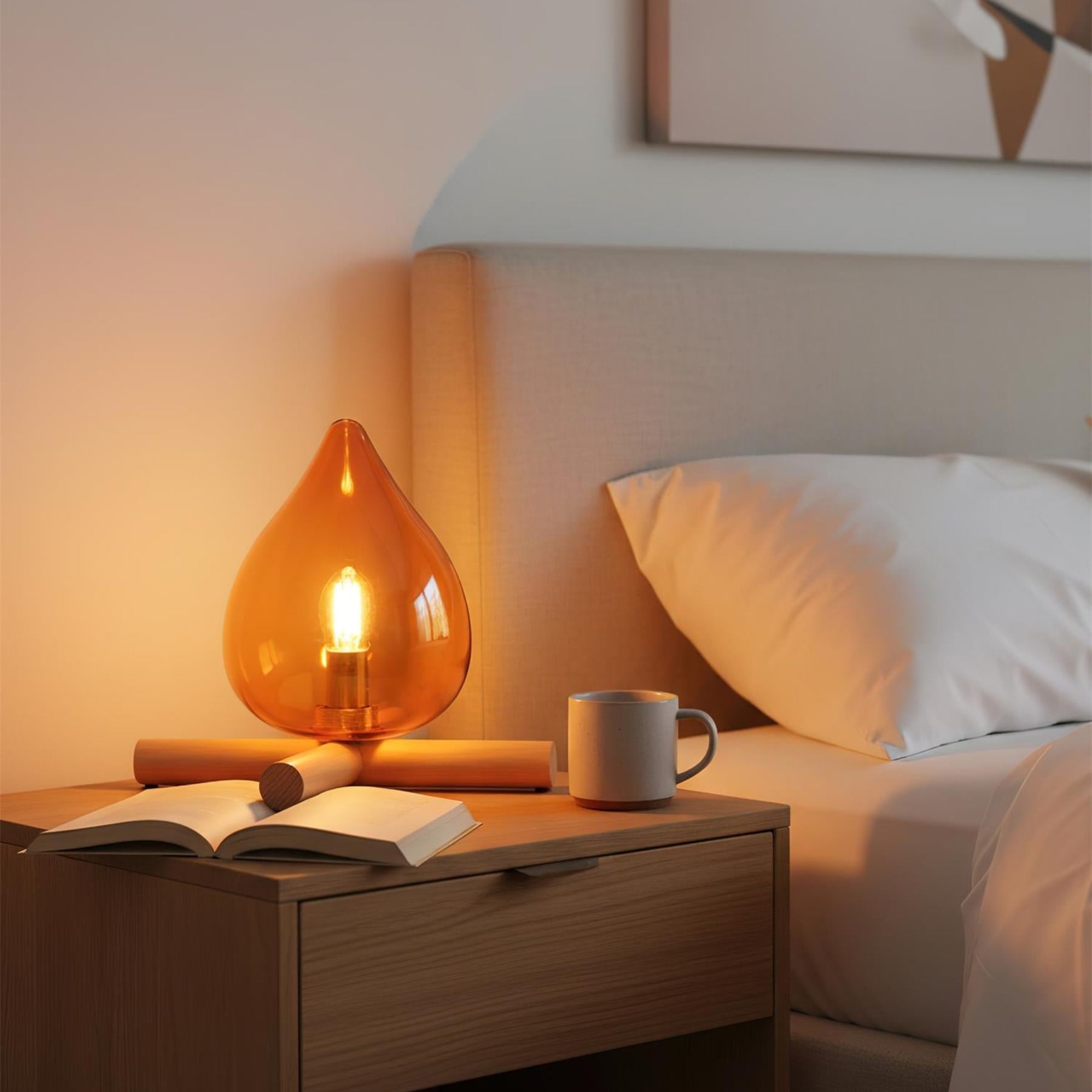 Modern Bamboo and Wood Table Lamp With Warm LED Glow — Halden Lighting