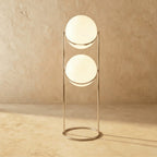 Modern Chrome Floor Lamp With Warm LED Glow for Living Room in 2 Tier Tall: L15.7 cm (L40") x H47"(120cm) — Halden Lighting