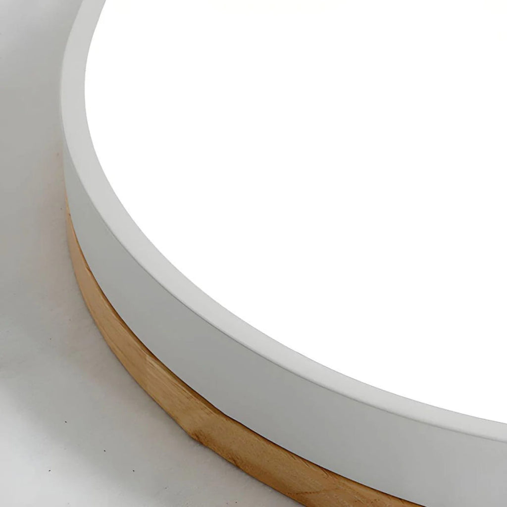 Modern Wood Flush Mount Ceiling Light With Remote Dimming — Halden Lighting