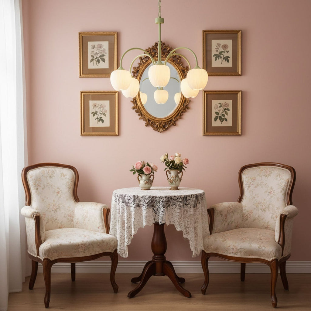 Retro Metal And Glass Chandelier With Included Bulbs For Living Room — Halden Lighting