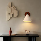 Travertine And Walnut Wall Light For Living Room — Halden Lighting