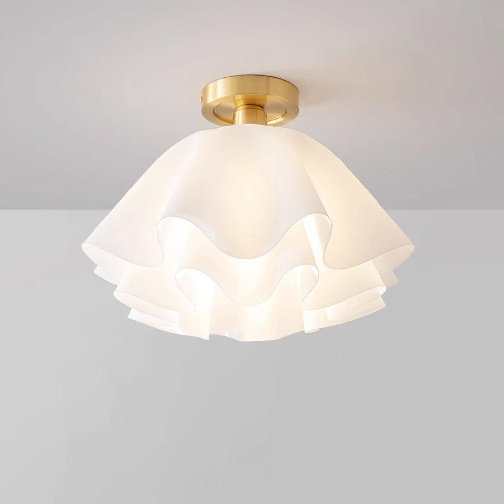 Modern Copper and Acrylic Semi-Flush Ceiling Light With Dimmable Glow in White — Halden Lighting