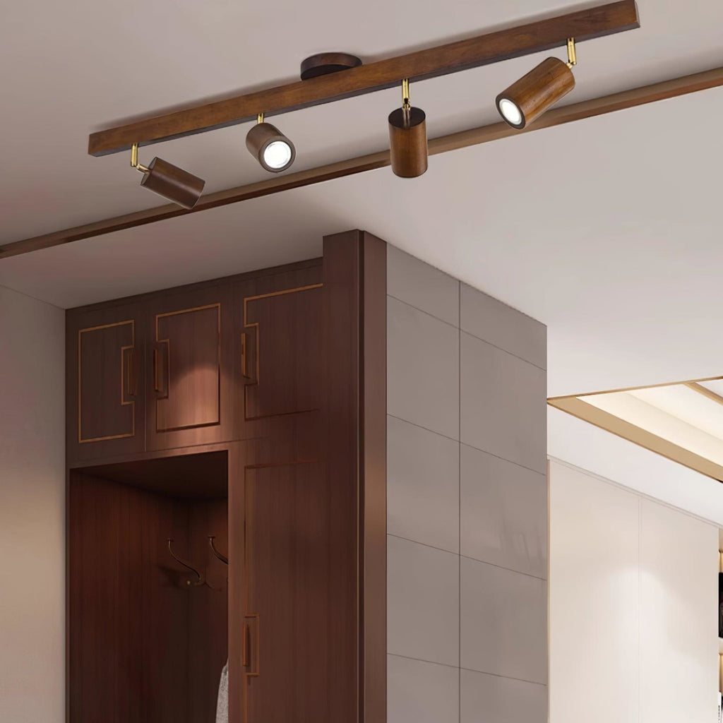Modern Linear Walnut Wood Ceiling Light for Living Room — Halden Lighting