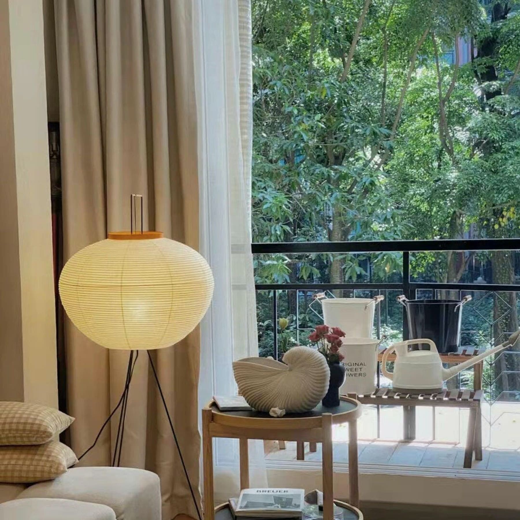 Modern Rice Paper Floor Lamp for Living Room and Bedroom — Halden Lighting