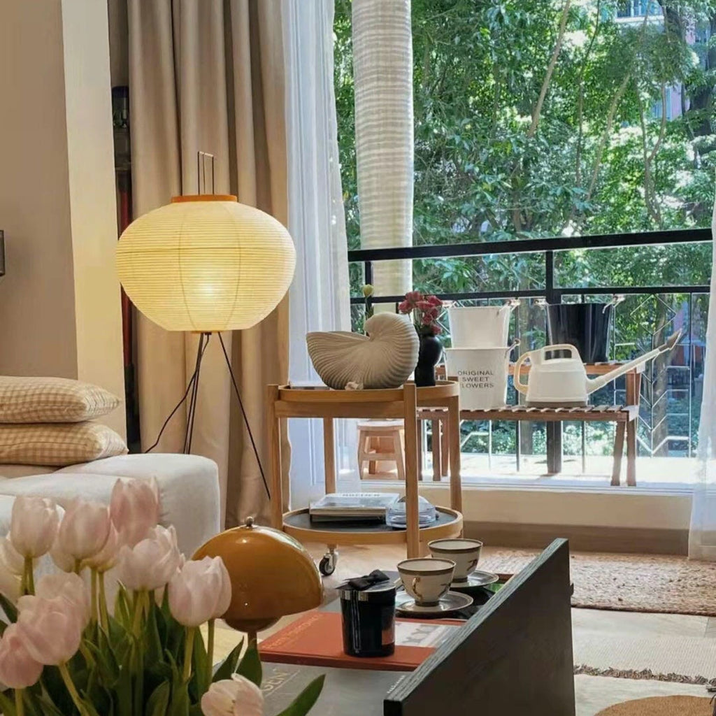 Modern Rice Paper Floor Lamp for Living Room and Bedroom — Halden Lighting