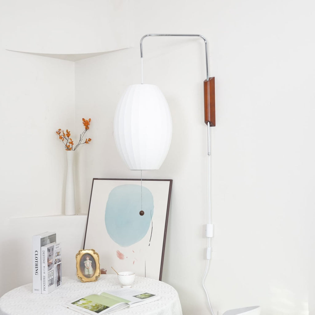 Retro Silk and Walnut Wall Light With Warm LED Glow — Halden Lighting