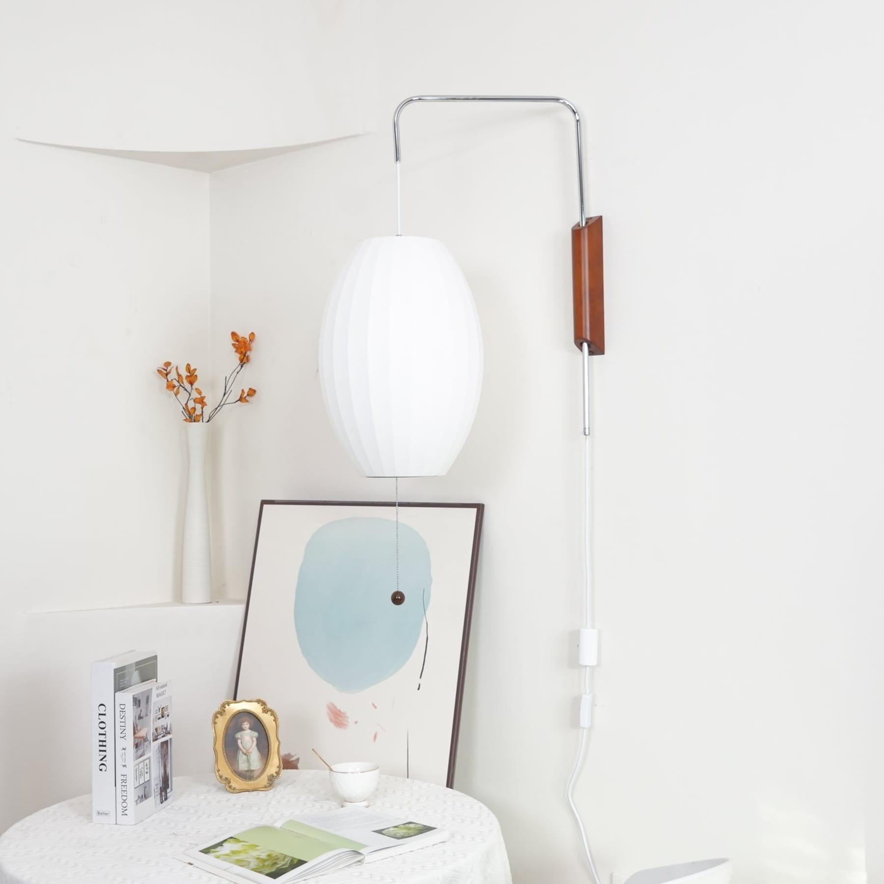 Retro Silk and Walnut Wall Light With Warm LED Glow — Halden Lighting