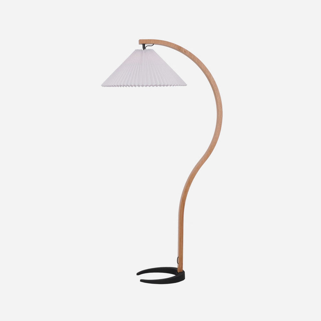 Scandinavian Wood Floor Lamp With Warm LED Glow for Living Room in White — Halden Lighting