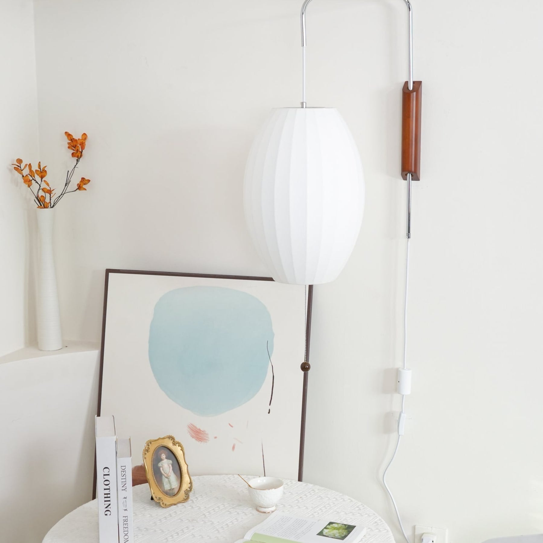 Retro Silk and Walnut Wall Light With Warm LED Glow — Halden Lighting