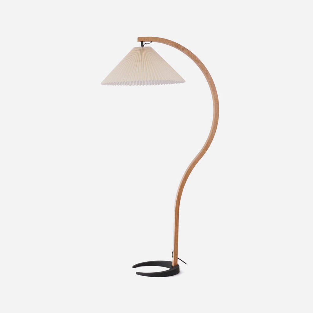 Scandinavian Wood Floor Lamp With Warm LED Glow for Living Room in Khaki — Halden Lighting