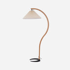 Scandinavian Wood Floor Lamp With Warm LED Glow for Living Room in Khaki — Halden Lighting