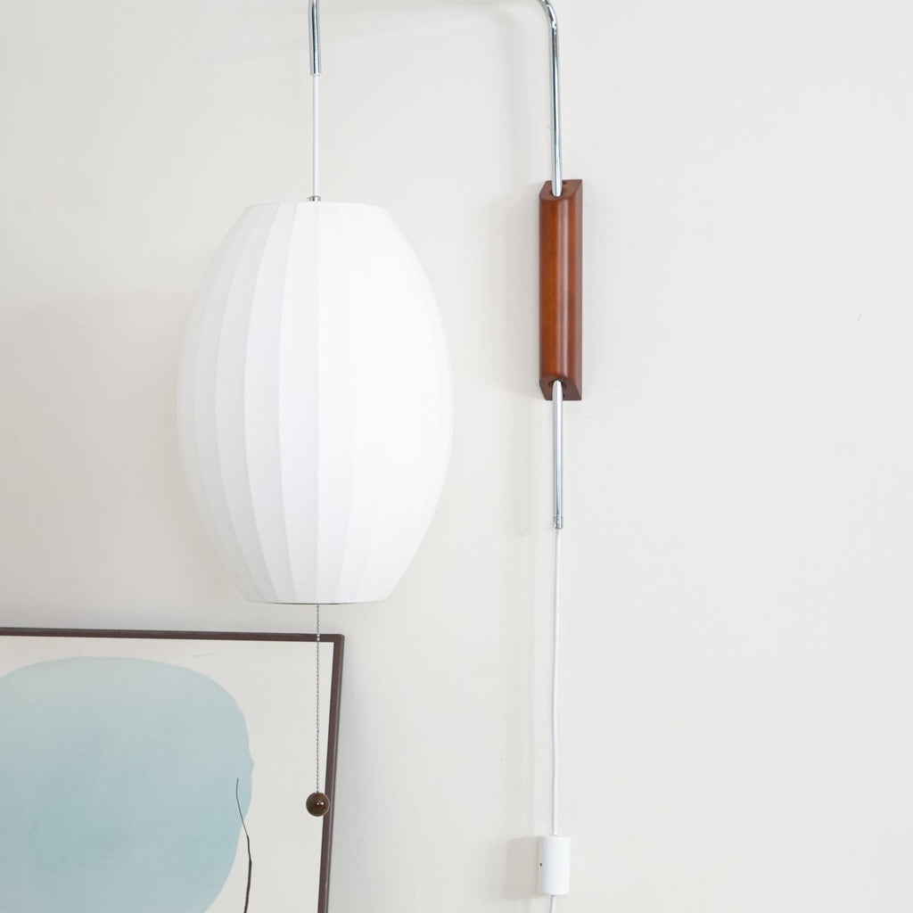 Retro Silk and Walnut Wall Light With Warm LED Glow — Halden Lighting