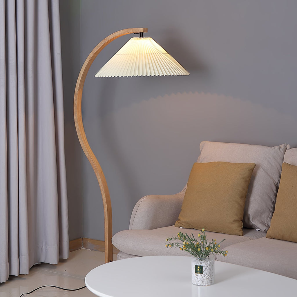 Scandinavian Wood Floor Lamp With Warm LED Glow for Living Room — Halden Lighting