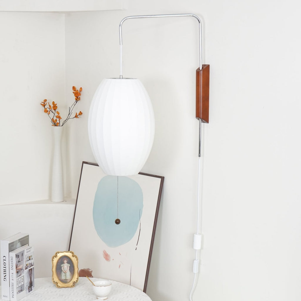 Retro Silk and Walnut Wall Light With Warm LED Glow — Halden Lighting