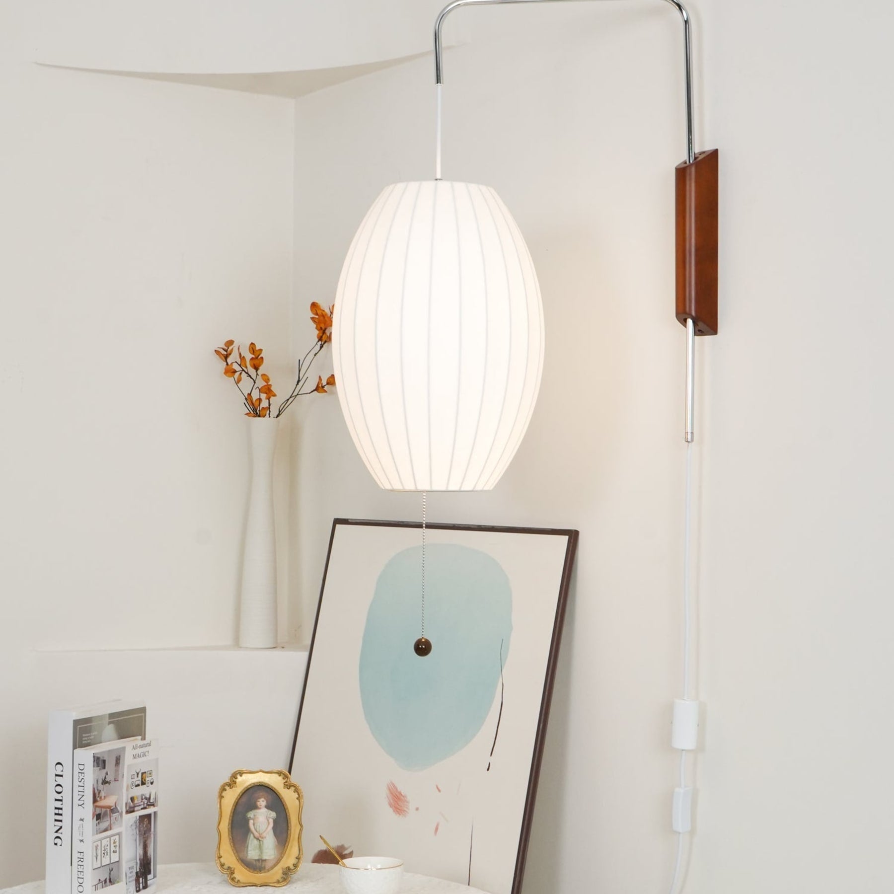 Retro Silk and Walnut Wall Light With Warm LED Glow — Halden Lighting