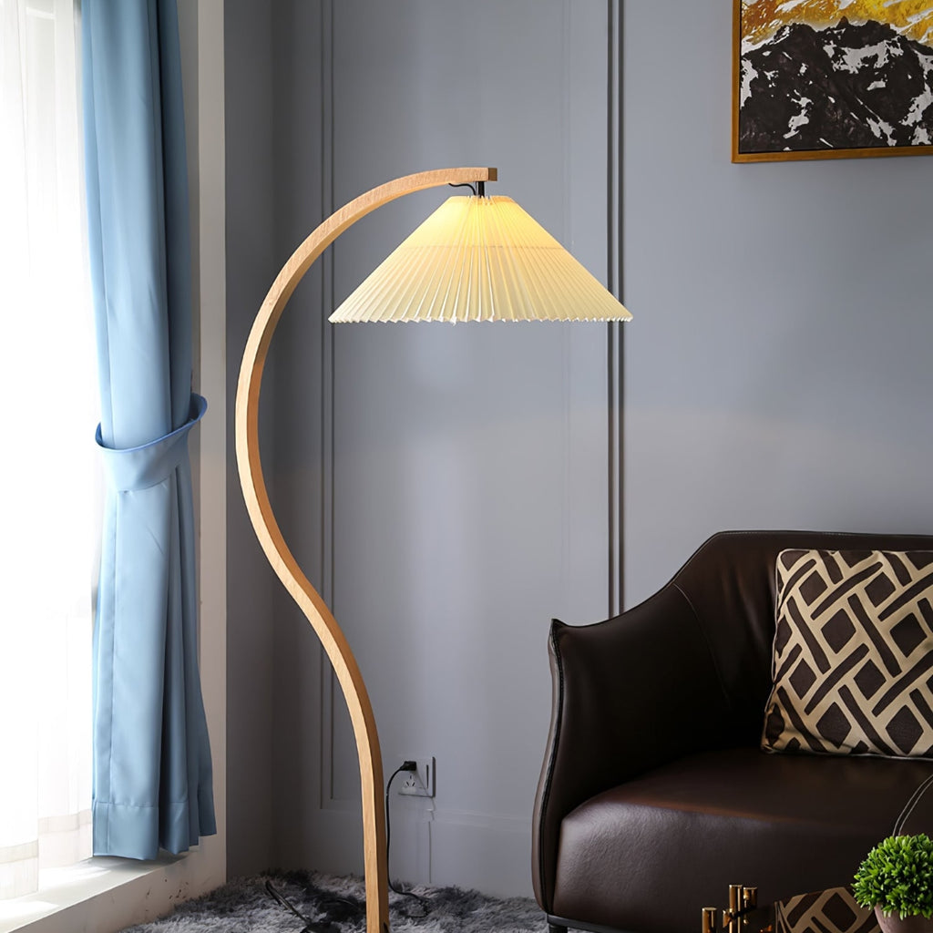 Scandinavian Wood Floor Lamp With Warm LED Glow for Living Room — Halden Lighting