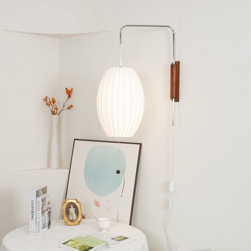 Retro Silk and Walnut Wall Light With Warm LED Glow — Halden Lighting