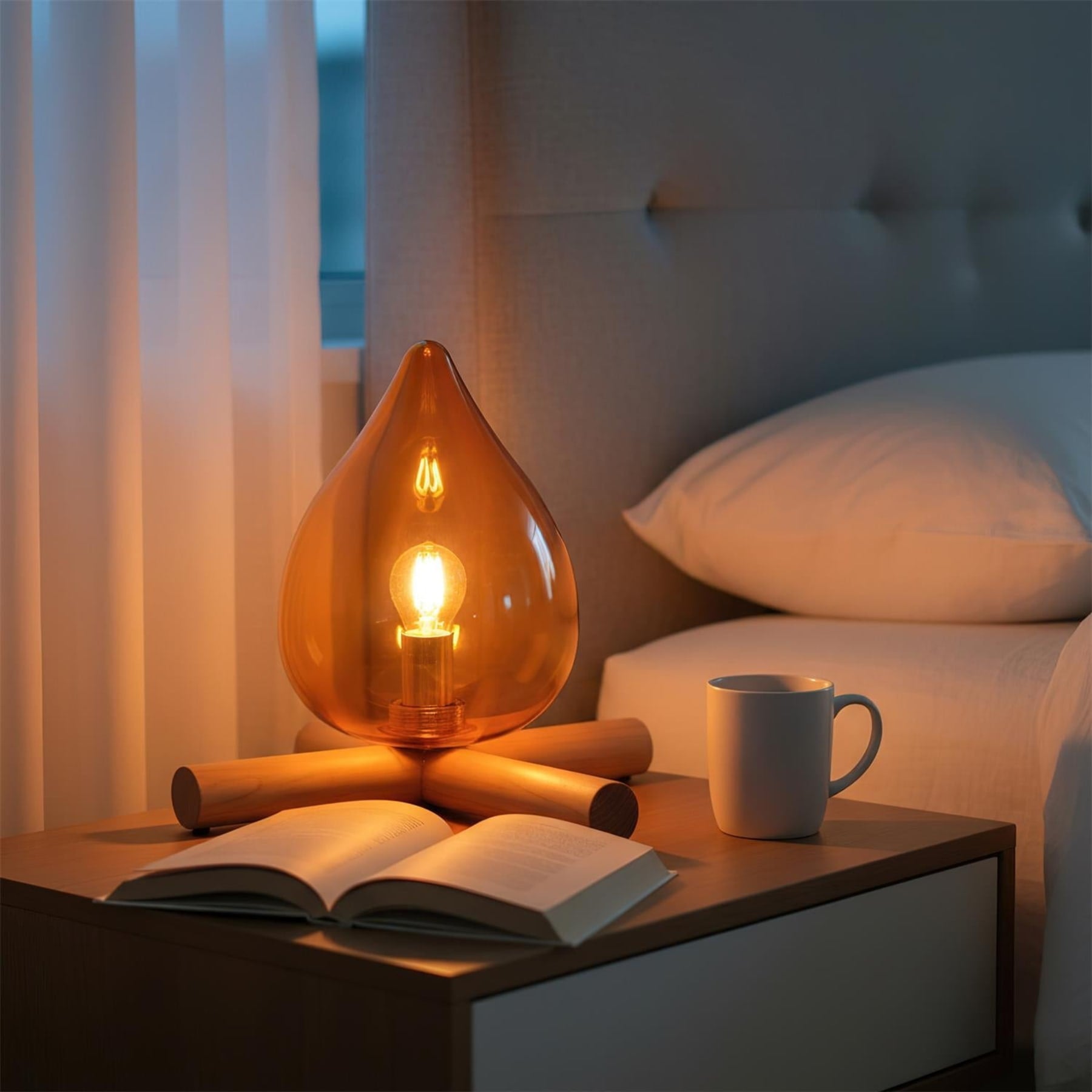 Modern Bamboo and Wood Table Lamp With Warm LED Glow — Halden Lighting