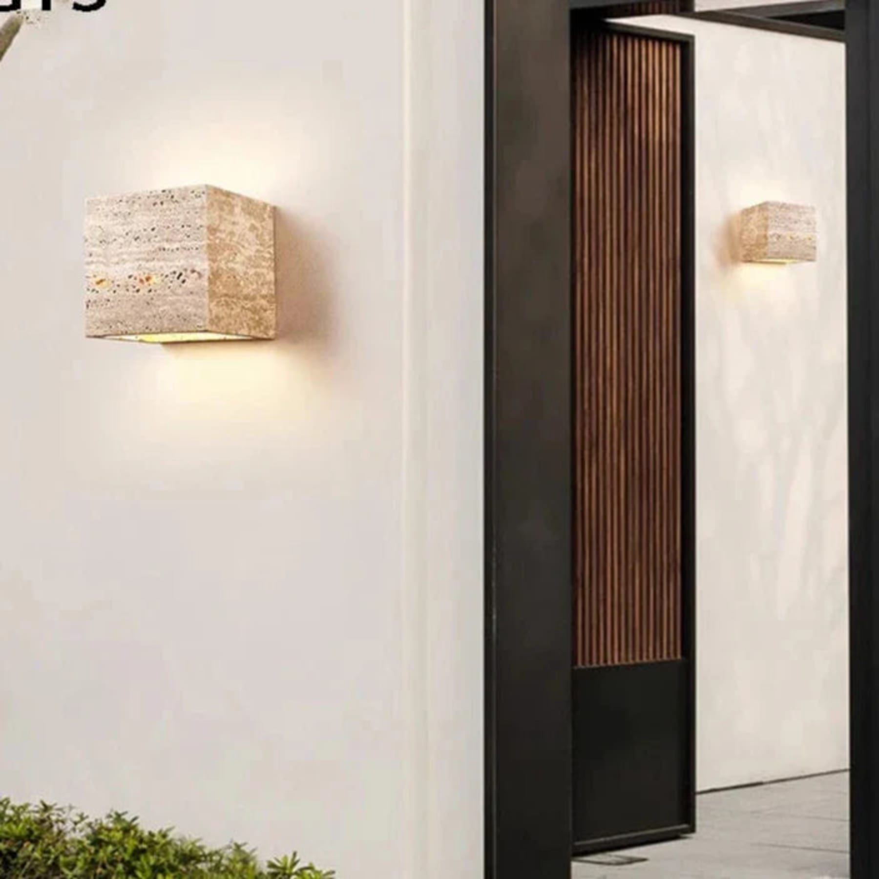 Modern Travertine Stone Wall Light With Warm LED Glow — Halden Lighting