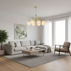 Retro Metal And Glass Chandelier With Included Bulbs For Living Room — Halden Lighting