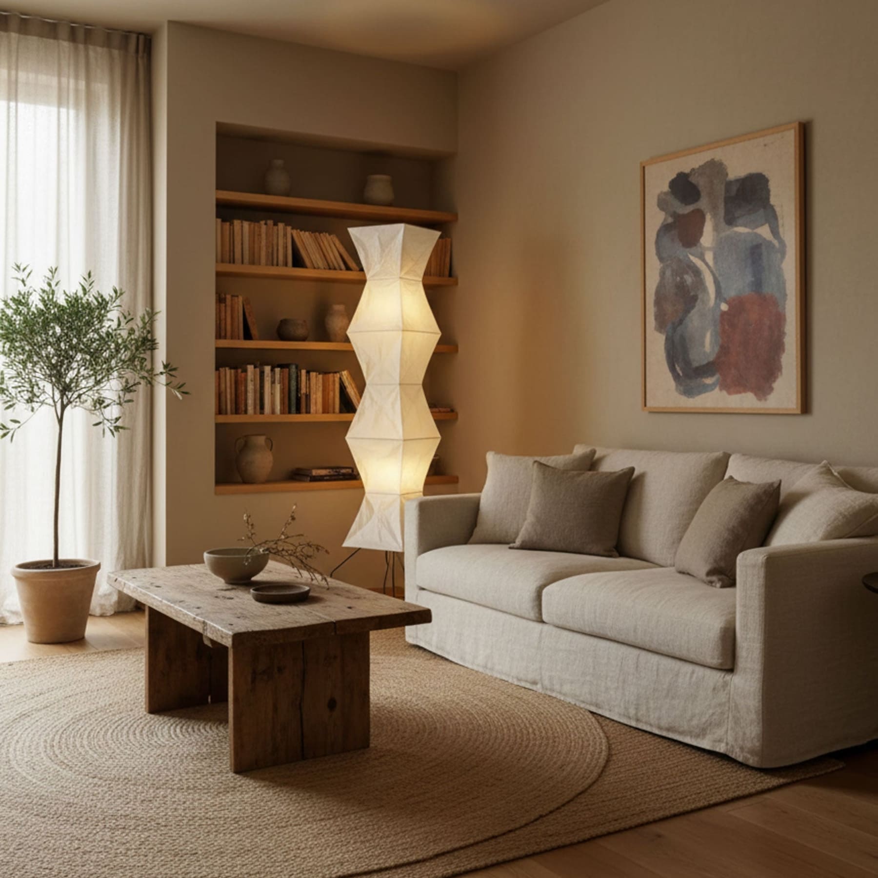 Modern Rice Paper Floor Lamp for Living Room and Bedroom — Halden Lighting