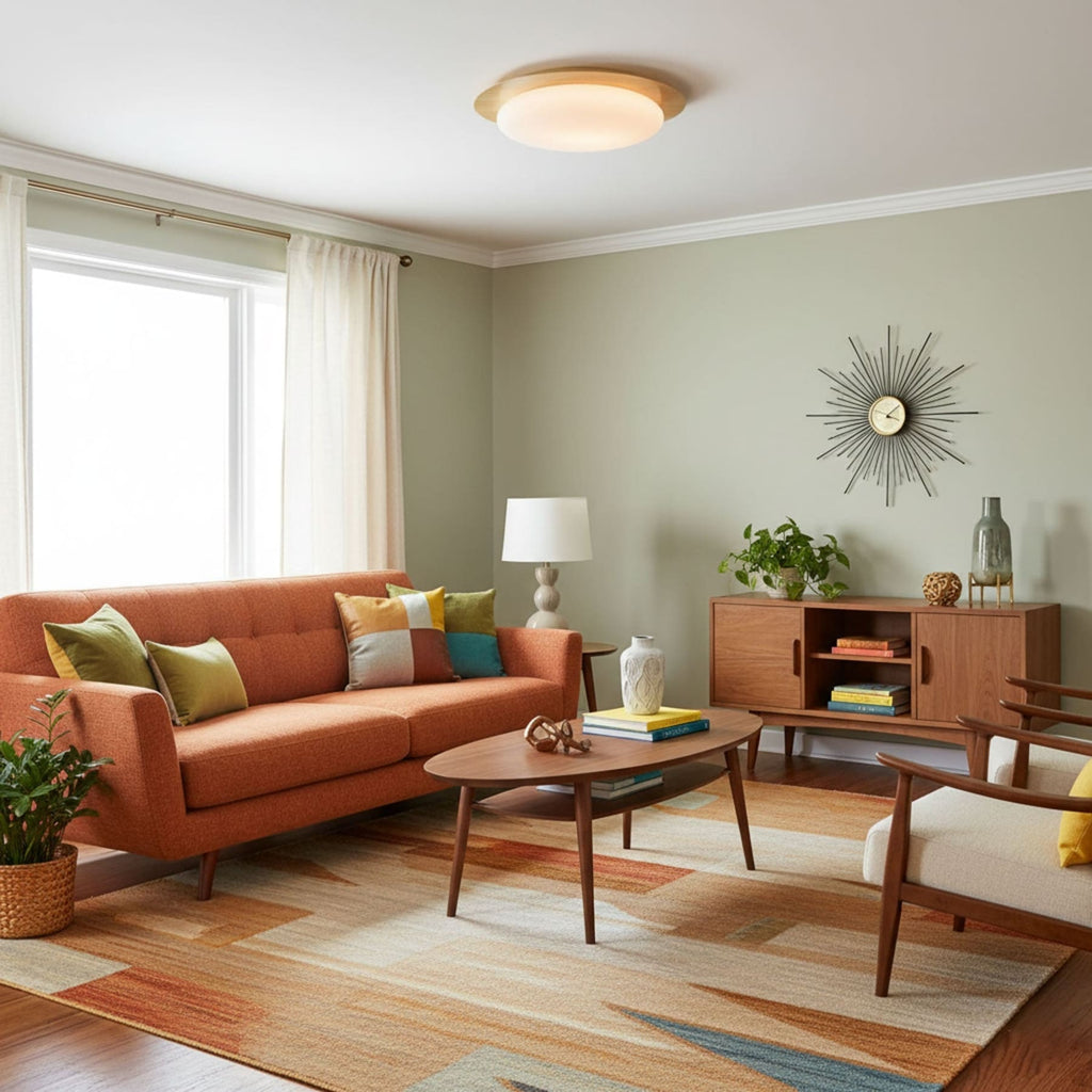 Scandinavian Wood Flush Mount Ceiling Light for Living Room — Halden Lighting