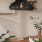 Bohemian Rattan Pendant Light With Warm LED Glow for Dining Room — Halden Lighting