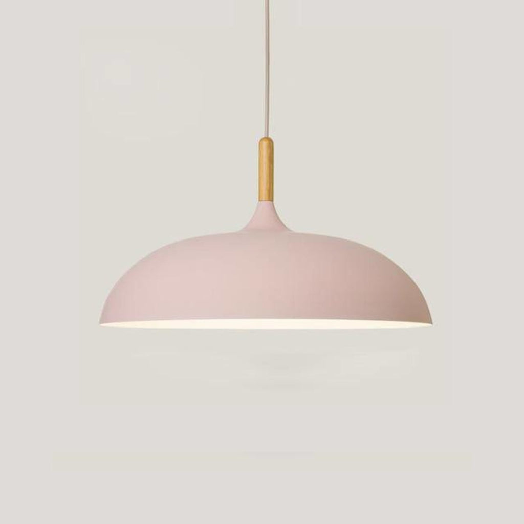 Modern Wrought Iron Pendant Light With Daylight Glow in Pink — Halden Lighting