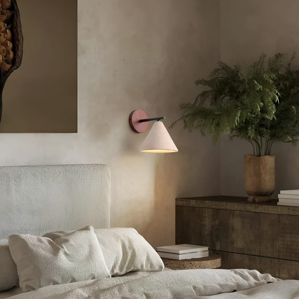 Travertine And Walnut Wall Light For Living Room — Halden Lighting