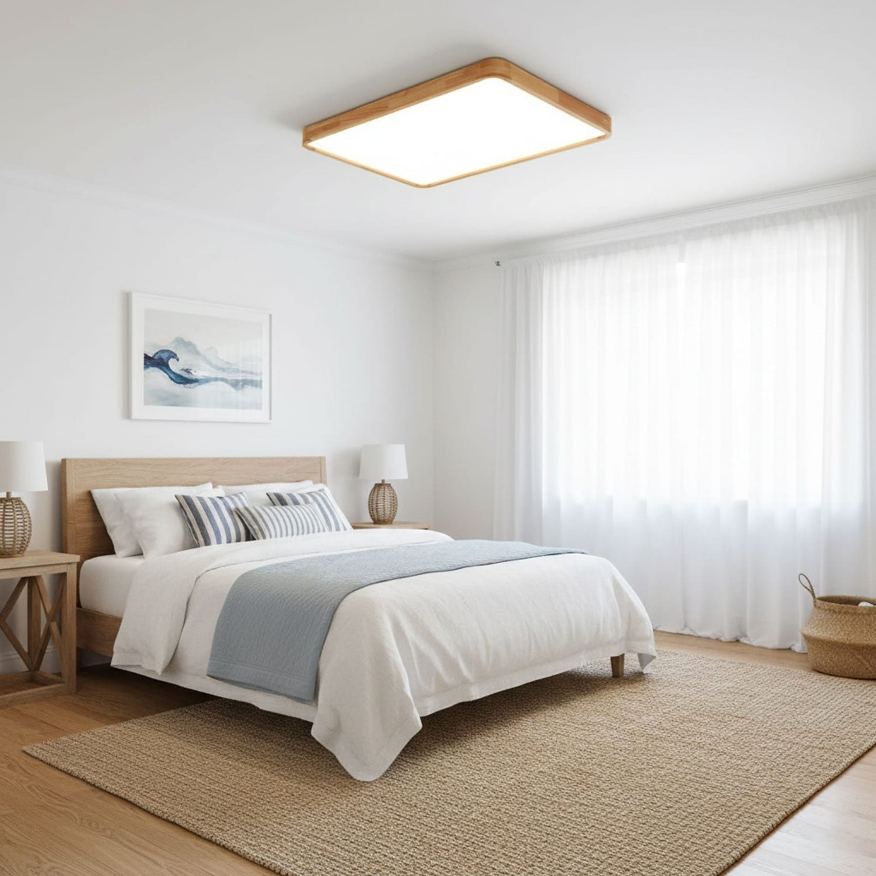 Scandinavian Wood Flush Mount Ceiling Light With Slim Profile — Halden Lighting
