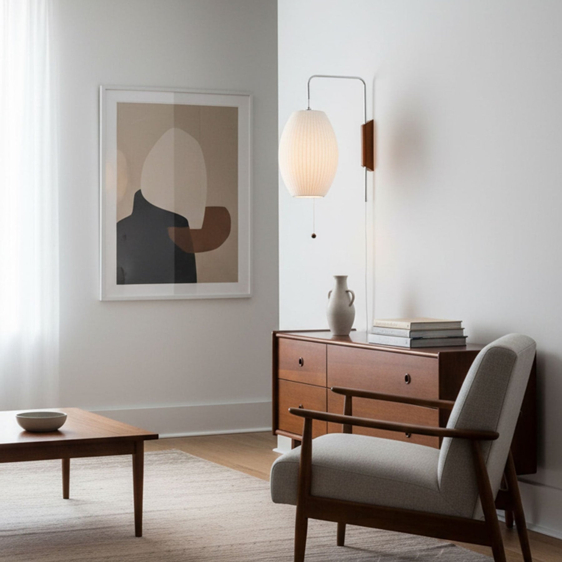 Retro Silk and Walnut Wall Light With Warm LED Glow — Halden Lighting