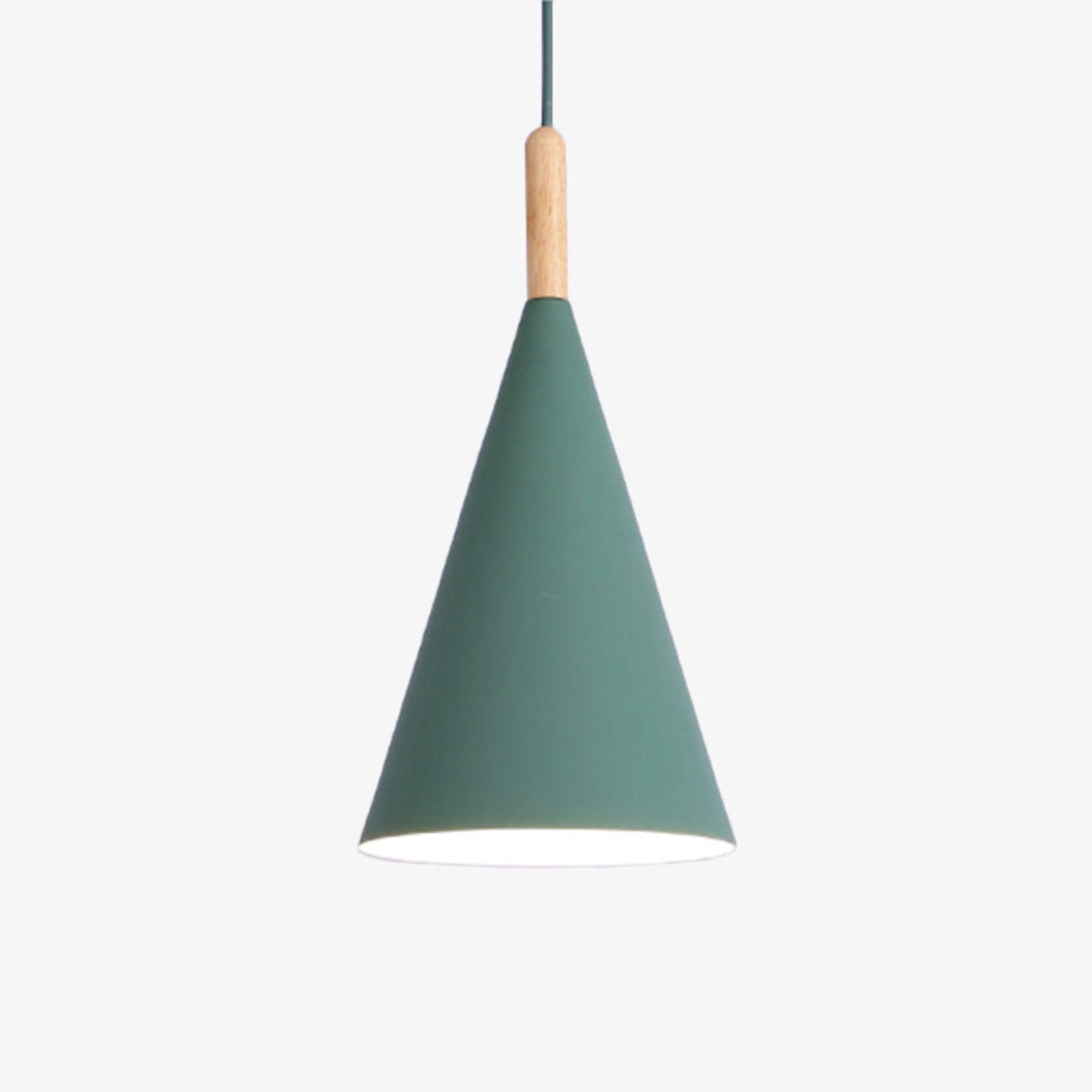 Scandinavian Wood Pendant Light With Warm Tri-Colour Glow in Green — Halden Lighting