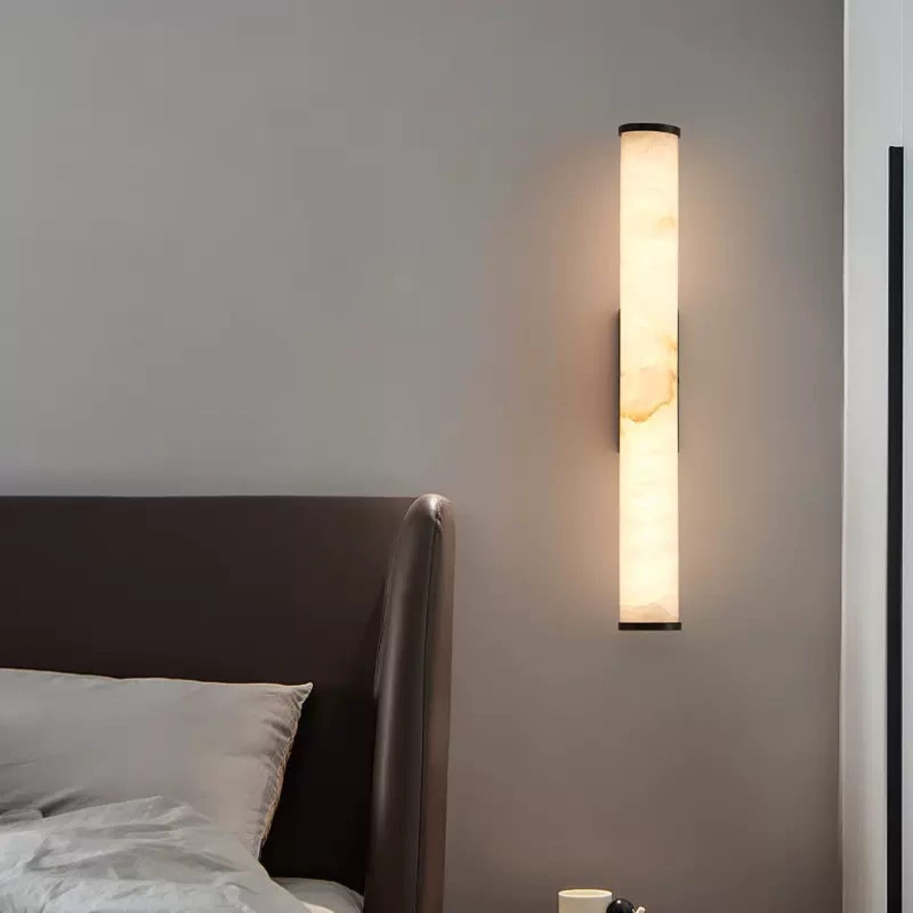 Modern Marble and Copper Wall Light With Warm LED Glow — Halden Lighting